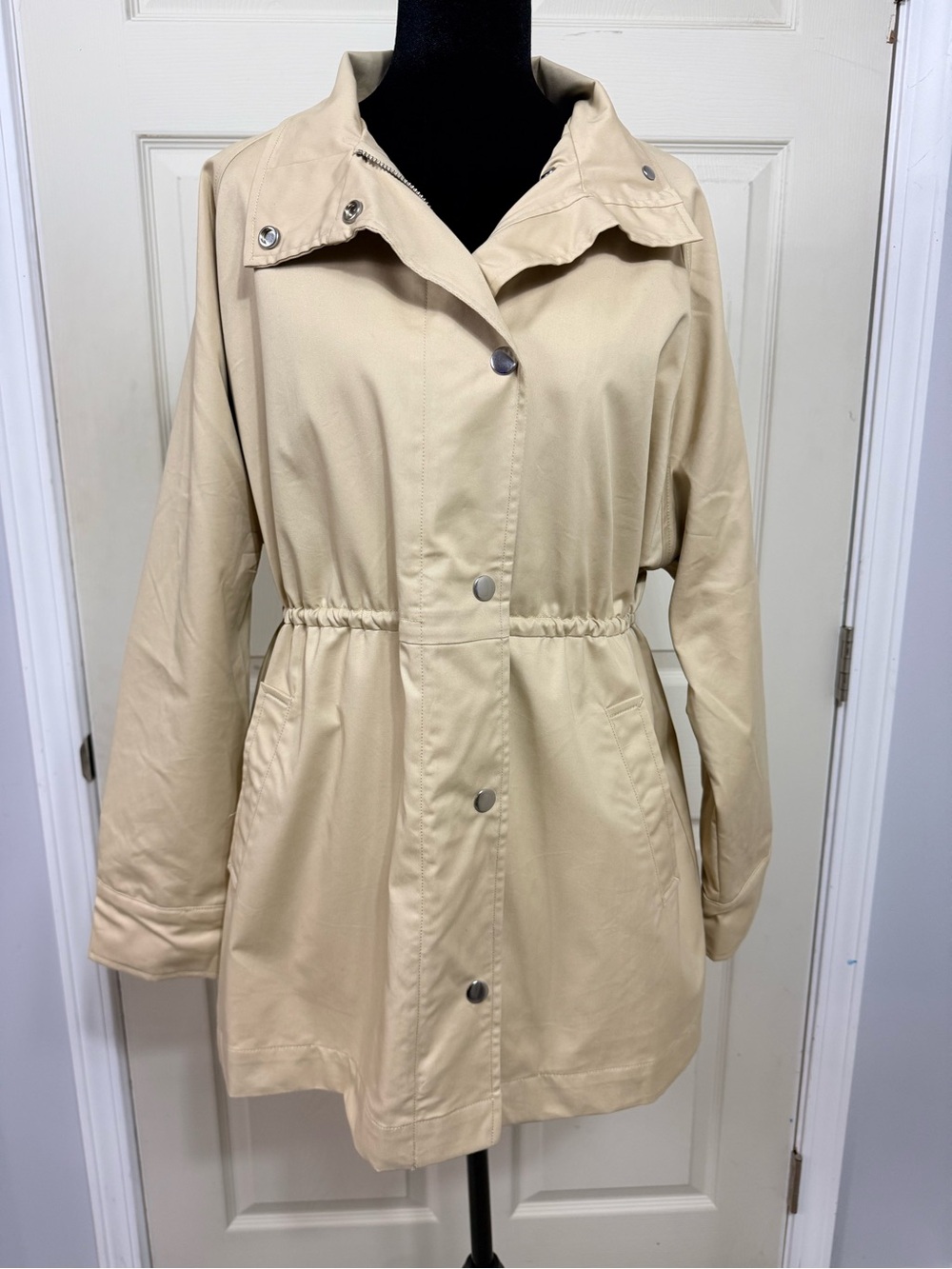 a new day Light Beige Drawstring Waist Trench Coat